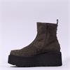 Marco Moreo Vale Stud Detail Wedge Boot - Olive Suede